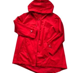 Eileen Fisher Red Hooded Rain Jacket